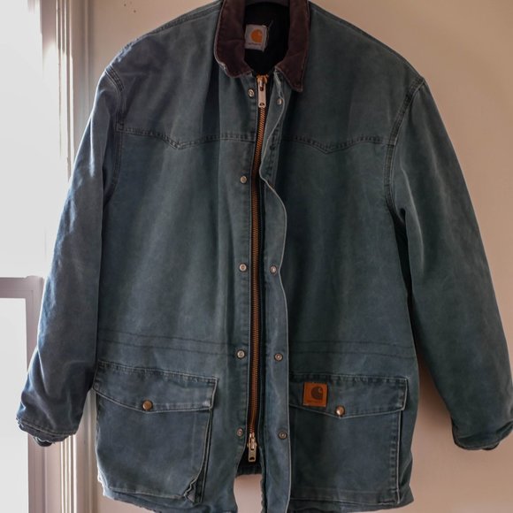 Vintage Emerald Green Carhartt Chore Coat AMAZING LOOKING - Picture 2 of 13